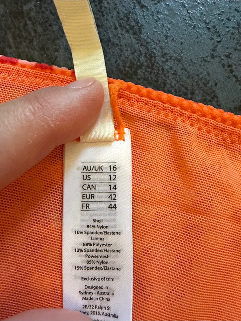 Sea level Bright Orange & Pink Check Bikini Bottom - Picture 3 of 5